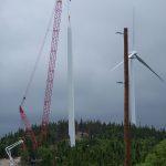 aerial photo of Kibby Wind Power Project turbines under construction crane in Maine